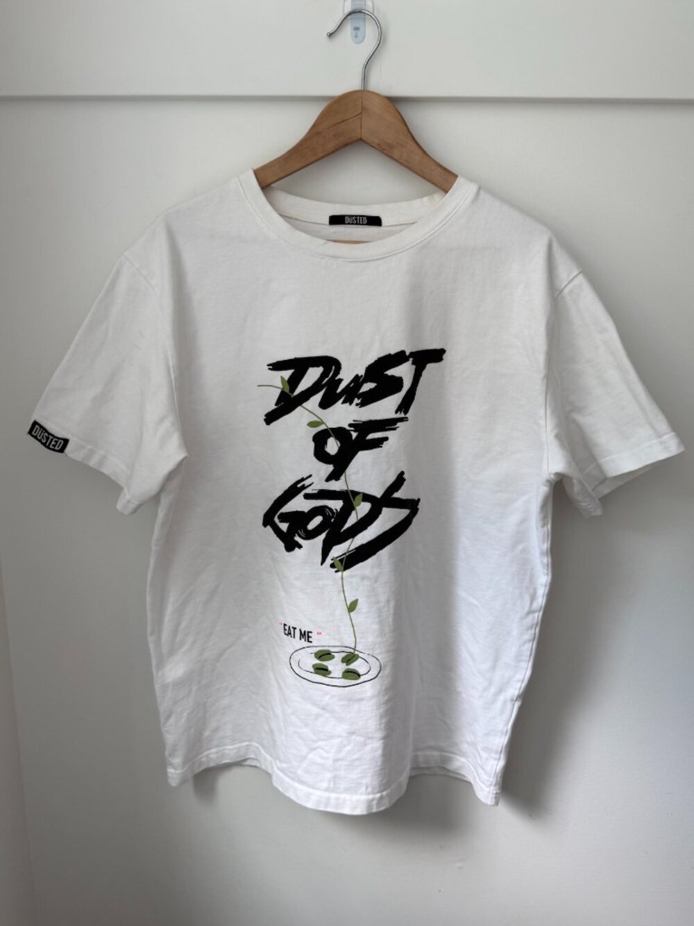 DUST OF GODS White Graphic Tee Dusted Nay Nay Literary Back Print Shirt XL
